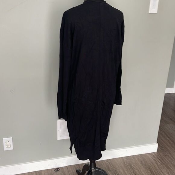 Ellen Tracy Long Sleeve Side Slit Cardigan-BLACK-Medium - Picture 3 of 3